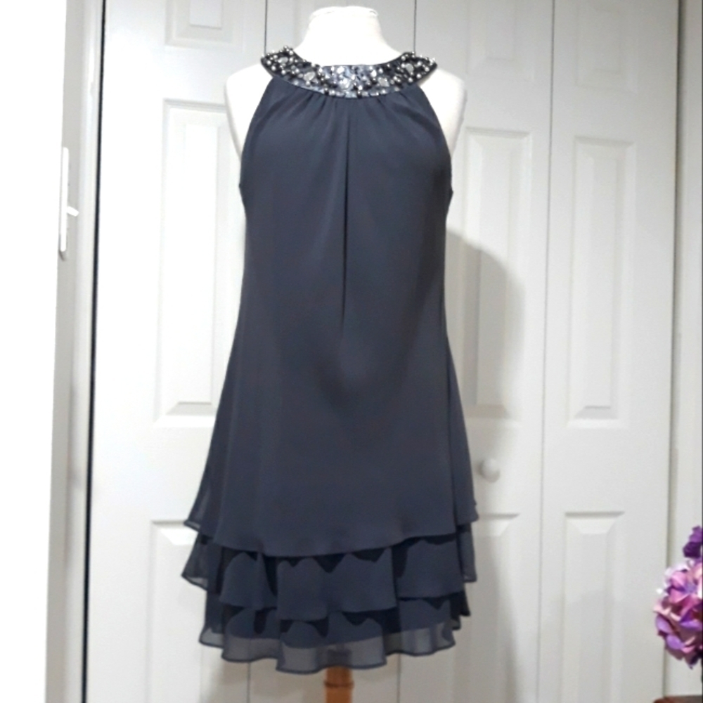 Camille La Vie beaded sleeveless lining dress size 12 petite